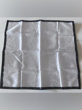 Renoma Paris Roman Numbers Scarf Cotton Purple Black White 17x17.5 Handkerchief